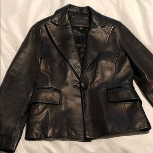 Banana Republic black leather blazer.